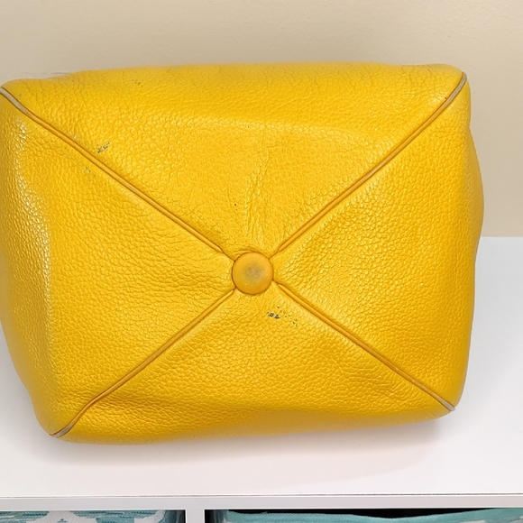 Dior Authentic Vintage Yellow Pebble Leather Square Bucket Bag COA - Picture 10 of 13